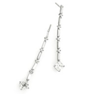 3.32 Cts. Platinum Diamond Cushion Cut Drop Earrings